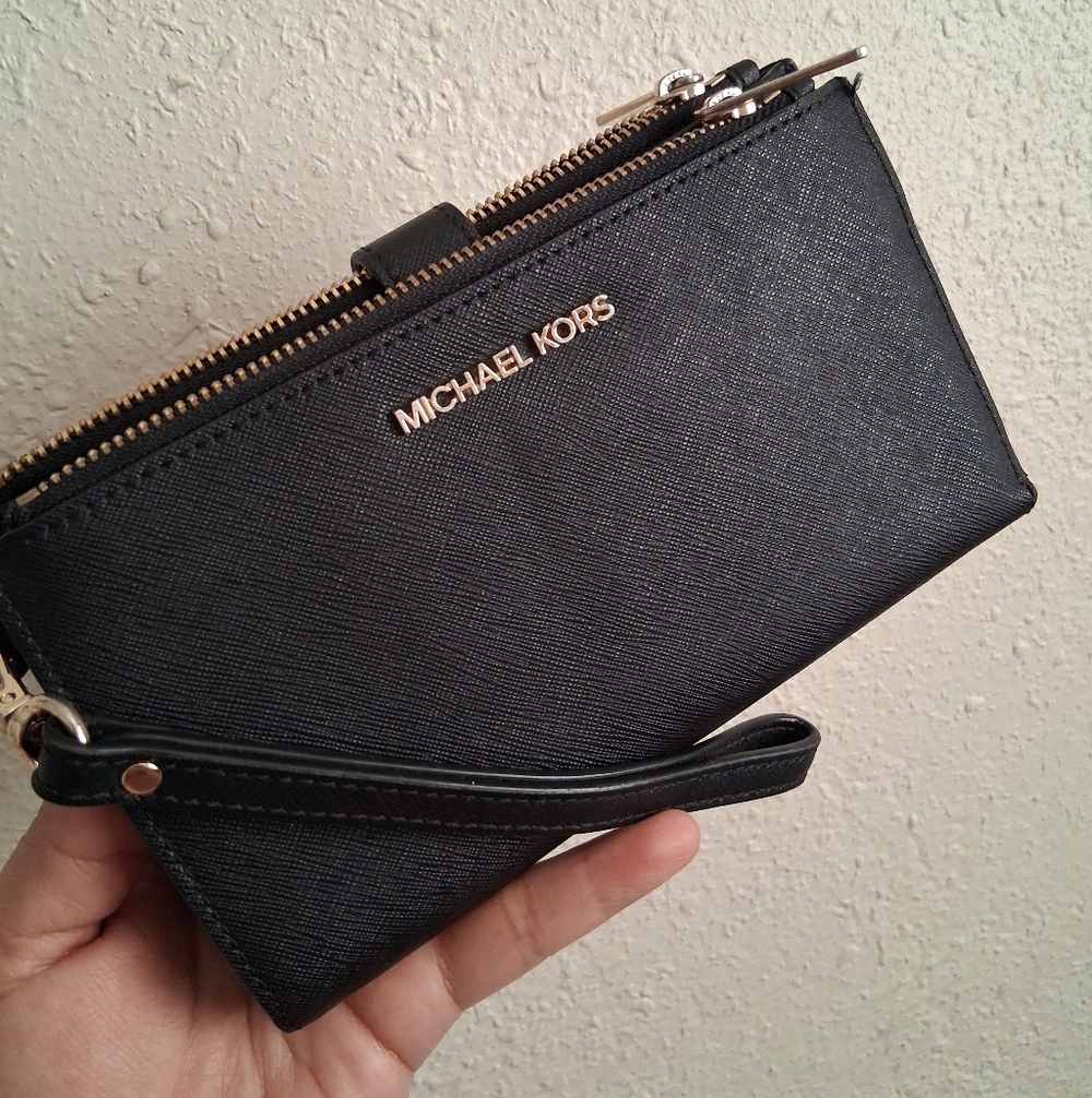 Michael Kors Black Double Zipper Phone Wallet